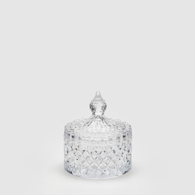 Scatola contenitore Diamond EDG in vetro trasparente sfaccettato 10x8,5 cm