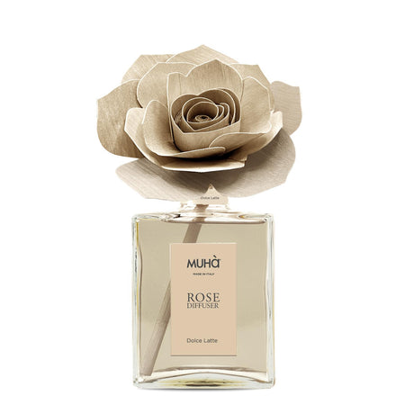 Diffusore a bastoncini Muha con rosa decorativa 200 ml Dolce Latte
