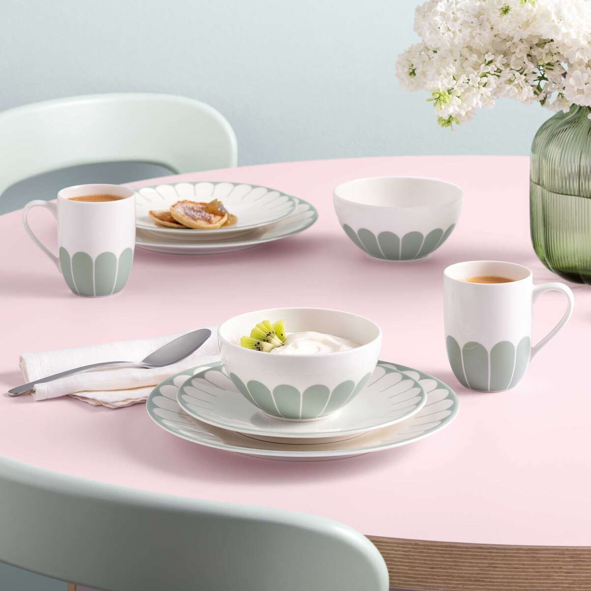 VILLEROY & BOCH Fleur Vert Piatto da Colazione Dessert Set 6 Pezzi 21cm Verde Porcellana