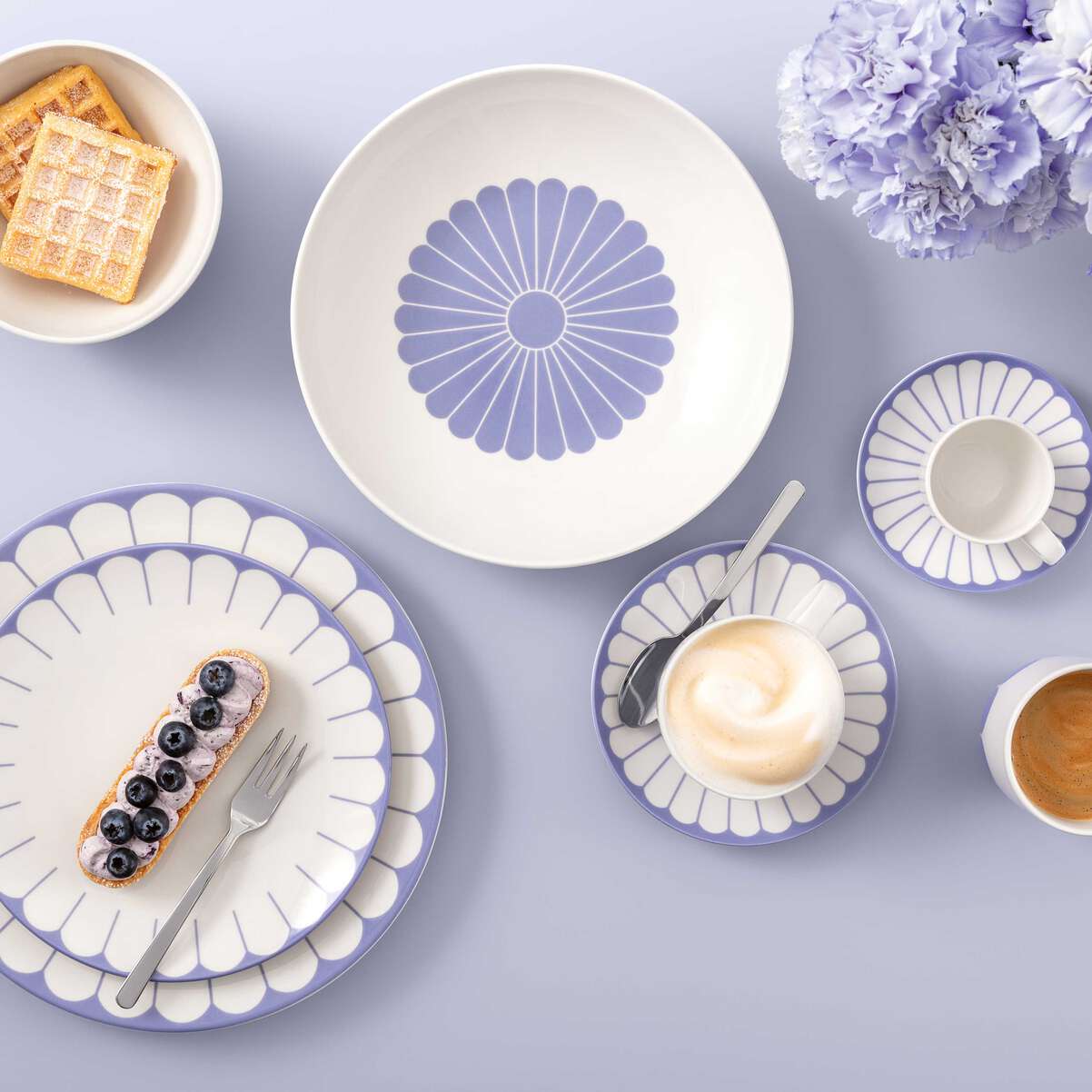 VILLEROY & BOCH Fleur Bleu Piatto Fondo per Pasta Set 6 Pezzi 24cm Blu Porcellana