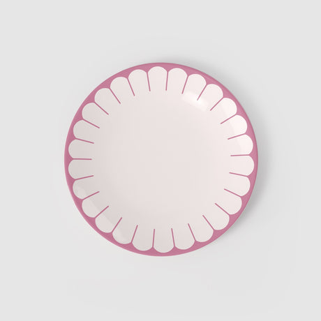 Piatto piano Fleur Cassis Villeroy & Boch in porcellana con bordo rosa 26 cm