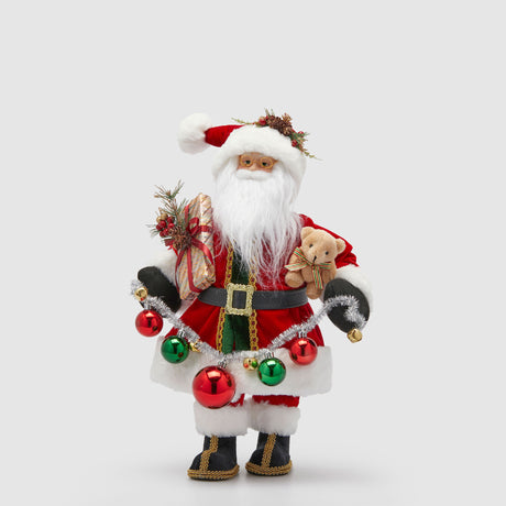 Babbo Natale con orsetto EDG in tessuto decorativo 45 cm