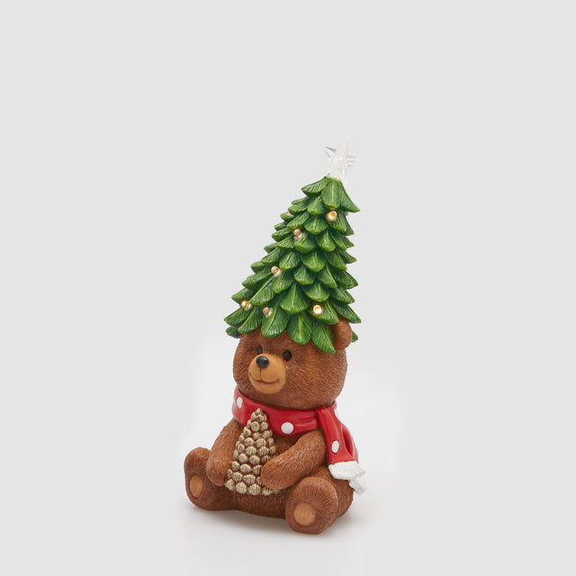 Orso Goloso EDG in resina con luci LED 26 cm decorazione natalizia