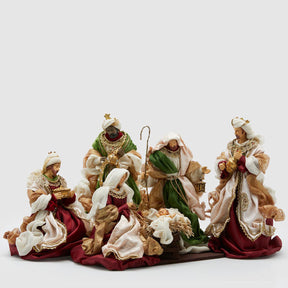 Set Presepe Natività con Re Magi EDG in tessuto decorato 36 cm 4 pezzi