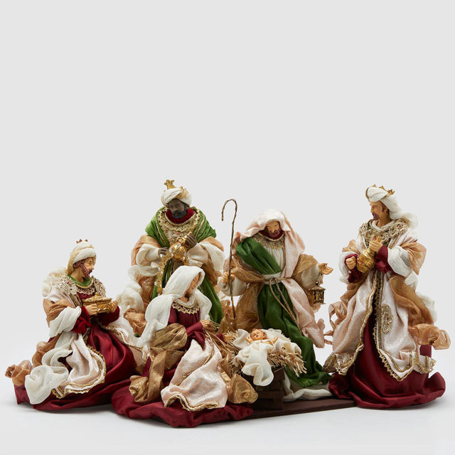 Set Presepe Natività con Re Magi EDG in tessuto decorato 36 cm 4 pezzi