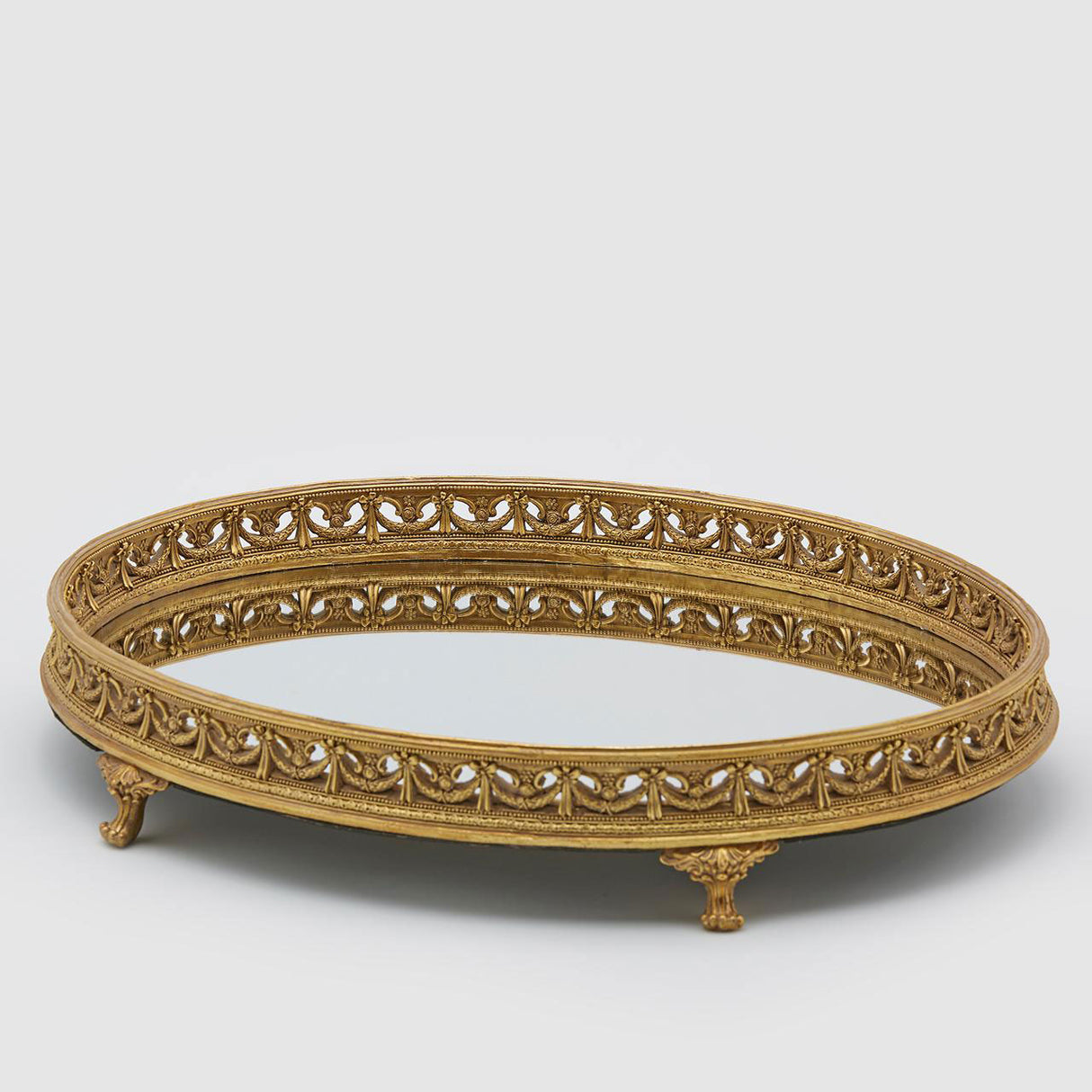 Vassoio specchio EDG con bordo decorativo in vetro 51x38 cm