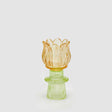 Portacandela Tulipano EDG in vetro giallo 14x7 cm