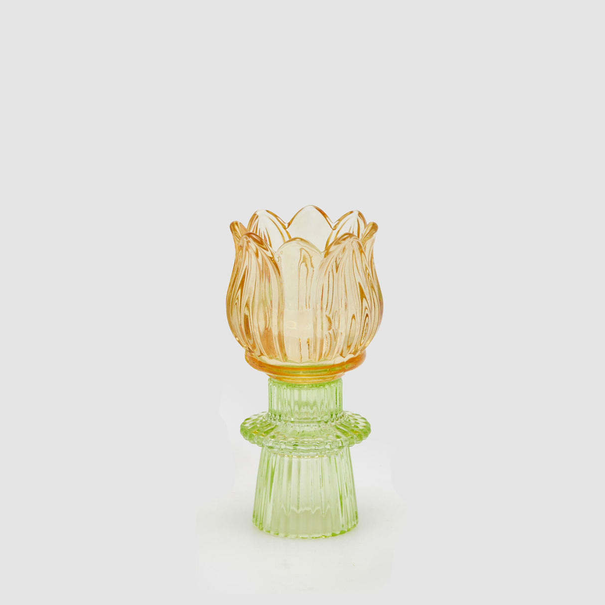 Portacandela Tulipano EDG in vetro giallo 14x7 cm
