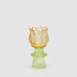 Portacandela Tulipano EDG in vetro giallo 14x7 cm