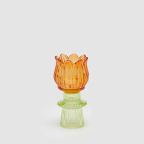 Portacandela Tulipano EDG in vetro arancio 14x7 cm
