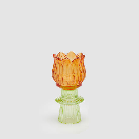 Portacandela Tulipano EDG in vetro arancio 14x7 cm