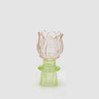 Portacandela Tulipano EDG in vetro rosa 14x7 cm decorazione casa