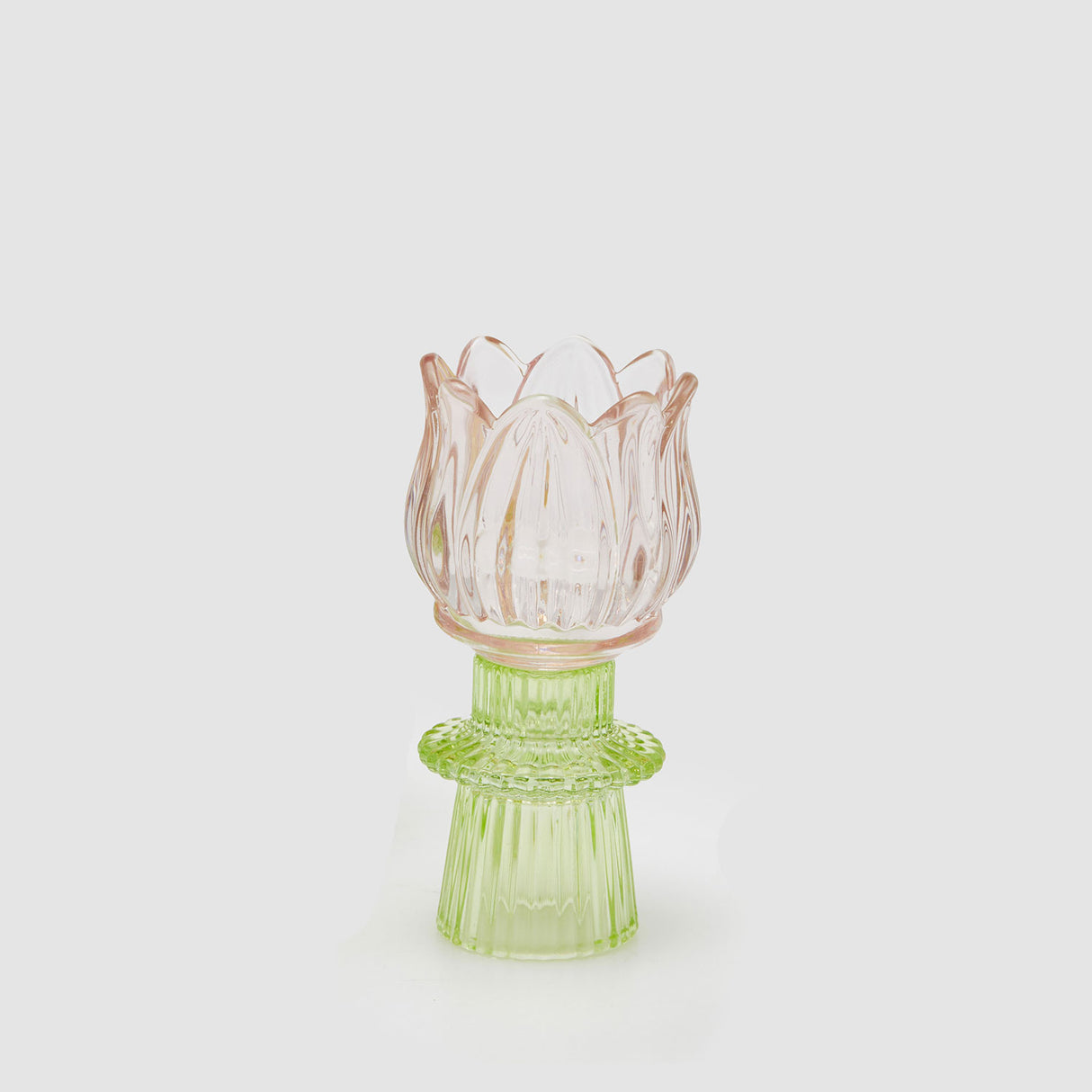 Portacandela Tulipano EDG in vetro rosa 14x7 cm decorazione casa