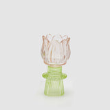 Portacandela Tulipano EDG in vetro rosa 14x7 cm decorazione casa