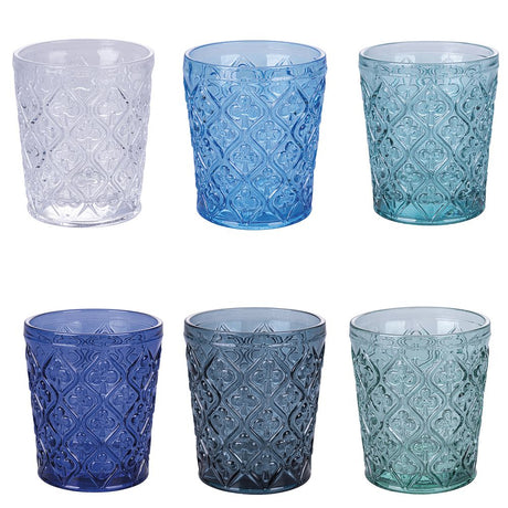 Set 6 bicchieri acqua Marrakech Villa d'Este vetro blu lavorato 325 ml