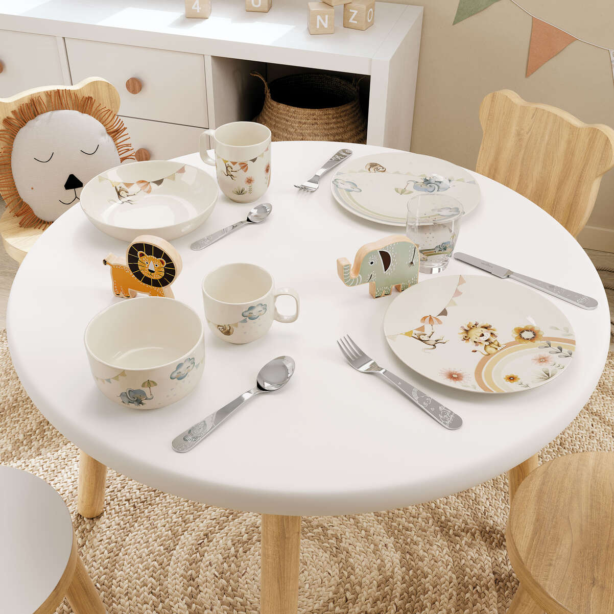 VILLEROY & BOCH Boho Kids Roar Lion Set Pappa Bimbo 3 Pezzi Porcellana