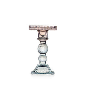 Candeliere Atena Emò Italia in vetro celeste e fango 18 cm
