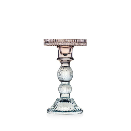 Candeliere Atena Emò Italia in vetro celeste e fango 18 cm