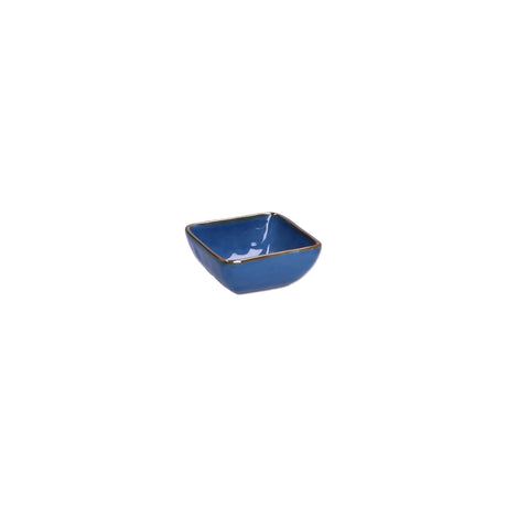 Set 6 ciotole Concerto Rose & Tulipani in stoneware blu con bordo oro 8 cm