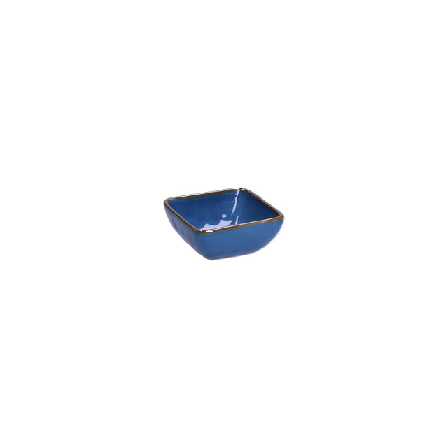 Set 6 ciotole Concerto Rose & Tulipani in stoneware blu con bordo oro 8 cm