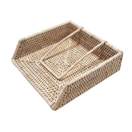 Portatovaglioli Botanio La Porcellana Bianca in rattan intrecciato 22x22 cm