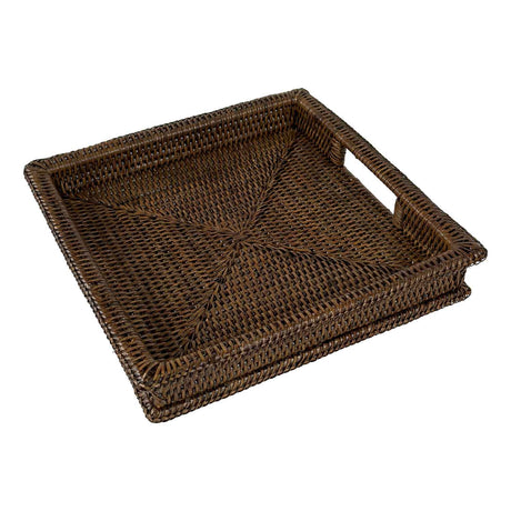 Vassoio quadrato Botanio La Porcellana Bianca in rattan intrecciato 40x40 cm