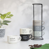 VILLA D'ESTE HOME TIVOLI Victionary Week Tazzine Caffè Set 6 Pezzi 90ml Porcellana con Stand