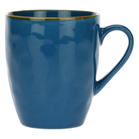 Tazza mug Concerto Rose & Tulipani in stoneware blu con bordo dorato 430 ml