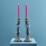 WERNS Candelabro Portacandele Pappagalli Set 2 Pezzi 39,5cm Blu Poliresina e Metallo