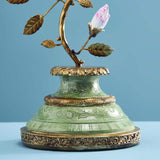 WERNS Candelabro Portacandele Pappagallo 38cm Verde Oro Poliresina e Metallo