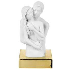 Scultura innamorati Bongelli Preziosi in marmorino finitura oro 15 cm