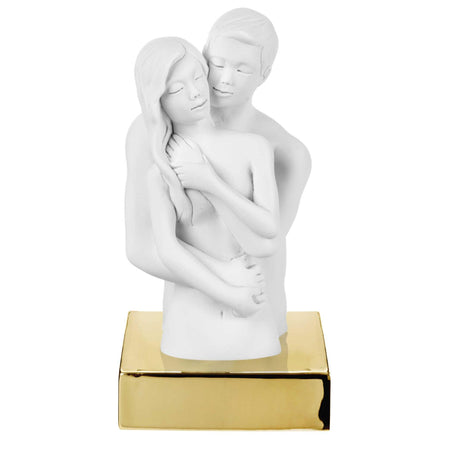 Scultura innamorati Bongelli Preziosi in marmorino finitura oro 15 cm