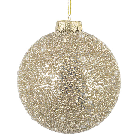 Pallina di Natale Bizzotto in vetro champagne perlato 10 cm