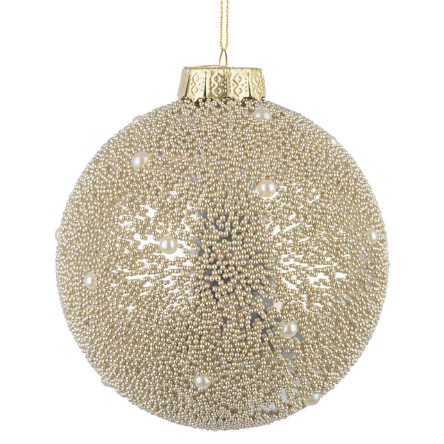 Pallina di Natale Bizzotto in vetro champagne perlato 10 cm