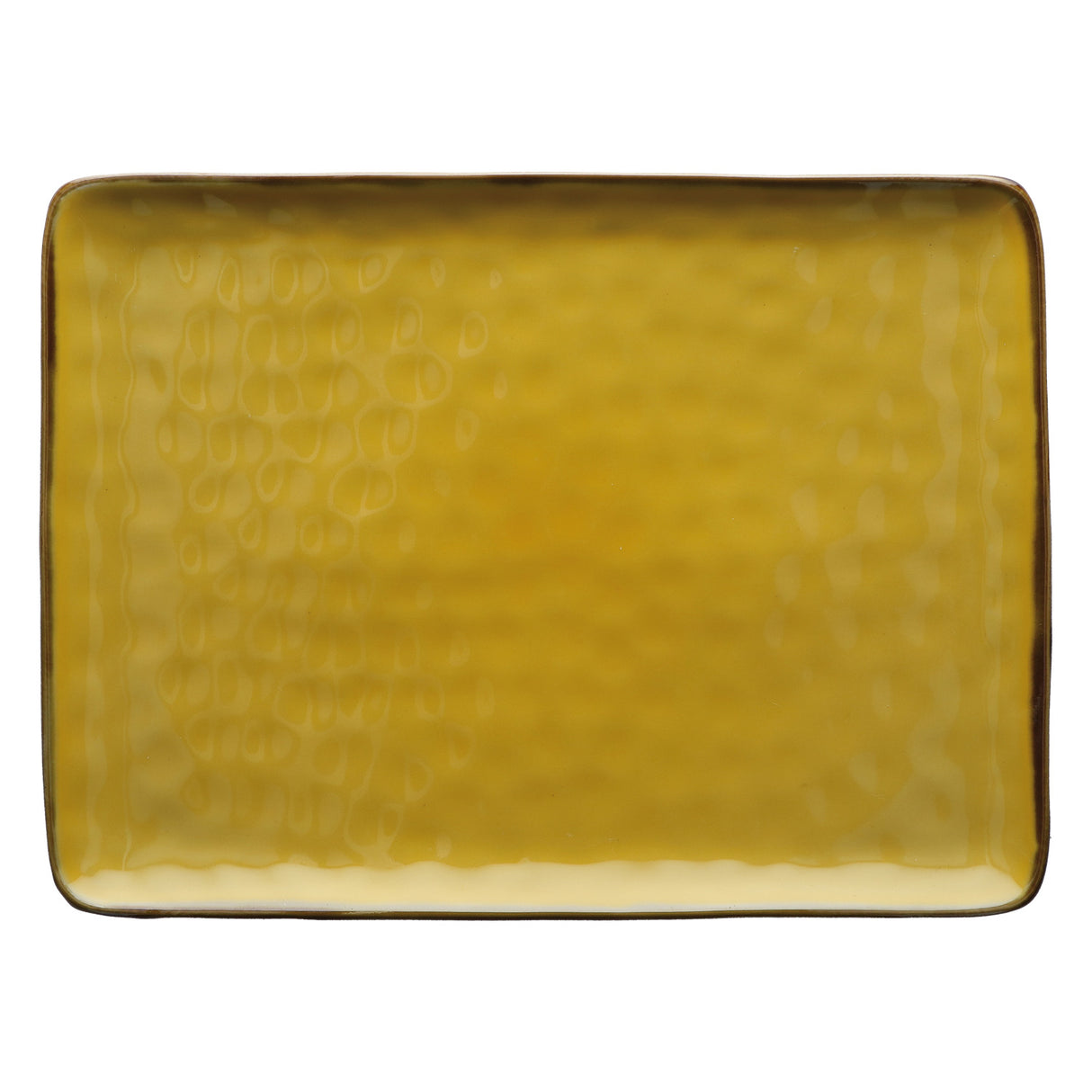 Vassoio rettangolare Rose & Tulipani in stoneware con bordo dorato 36x26 cm