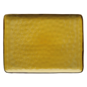 Vassoio rettangolare Rose & Tulipani in stoneware con bordo dorato 36x26 cm