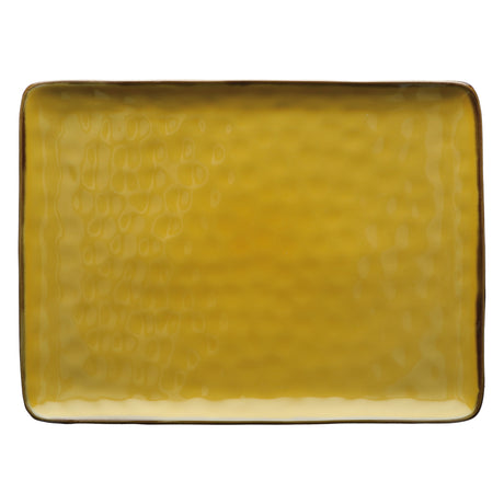 Vassoio rettangolare Rose & Tulipani in stoneware con bordo dorato 36x26 cm