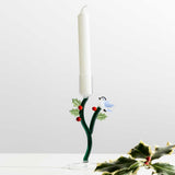 ICHENDORF Woodland Tales Candeliere Agrifoglio e Uccellino Azzurro 18,5cm Vetro Borosilicato