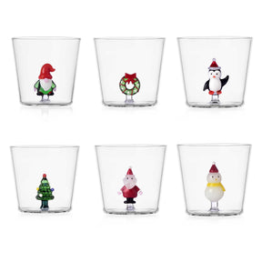 Set 6 bicchieri natalizi Ichendorf in vetro borosilicato con decori 350 ml