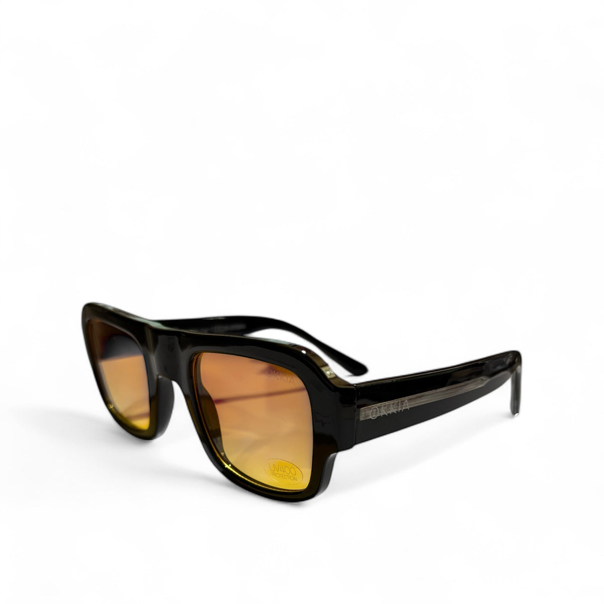 OKKIA Atene Occhiali da Sole Unisex Nero Lenti Arancio