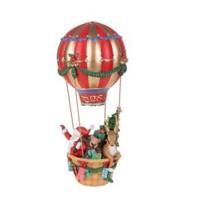 Decorazione Babbo Natale su mongolfiera Bianchi Dino colori natalizi 43 cm