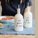 SIMPLE DAY Acetiera Bottiglia Aceto Un Goccio di Aceto 600ml Bianco Gres