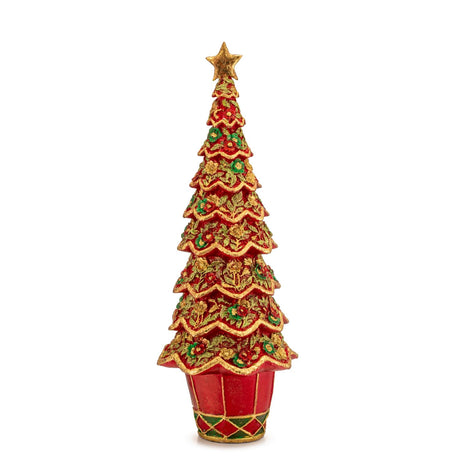 Albero di Natale Palais Royal in resina rosso e oro 33 cm