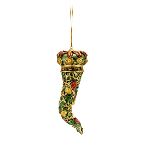 Addobbo natalizio cornetto Palais Royal in resina verde 15 cm