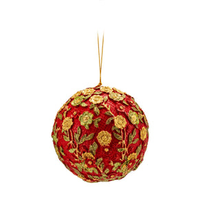 Pallina di Natale Palais Royal in resina rossa dipinta a mano 10 cm