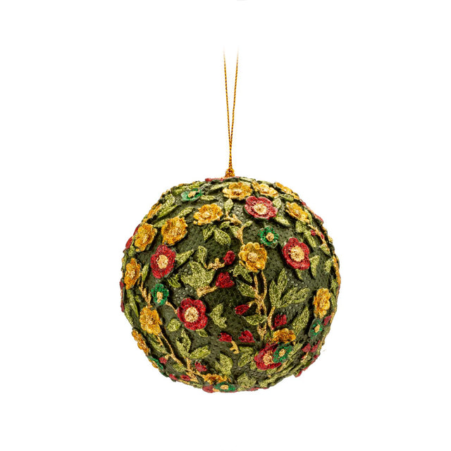 Pallina di Natale Palais Royal in resina verde dipinta a mano 10 cm