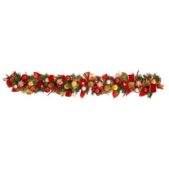 Festone natalizio Boa Palais Royal in materiale misto rosso e verde 150 cm
