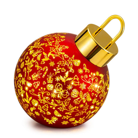 Sfera di Natale inclinata Palais Royal in vetro rosso con luci LED 20 cm