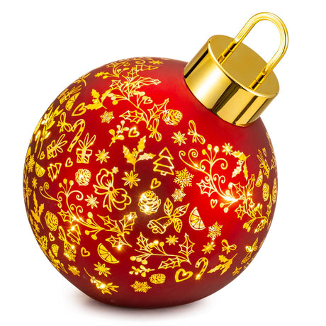 Sfera natalizia inclinata Palais Royal in vetro rosso con LED 30 cm