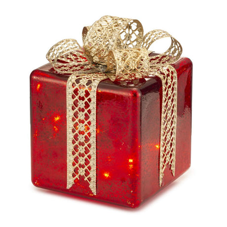 Pacco regalo LED Palais Royal in vetro rosso e oro 15x22 cm